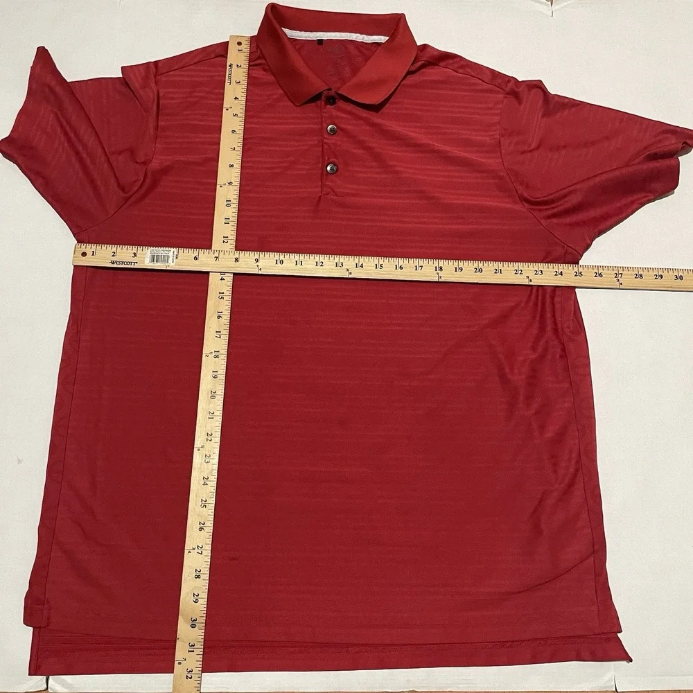 Adidas Shirt Mens Size XXL Red Climacool‎ Striped Performance Golf Polo